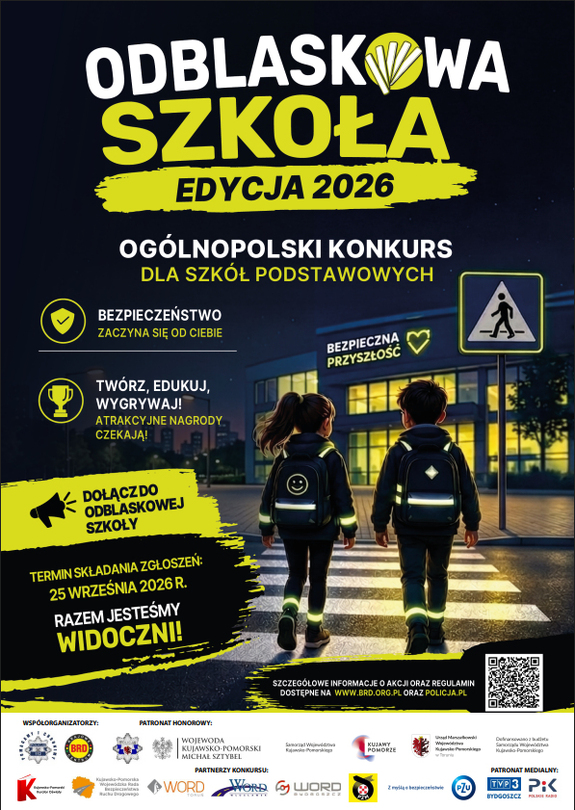 Plakat informujący o akcji "Odblaskowa szkoła"